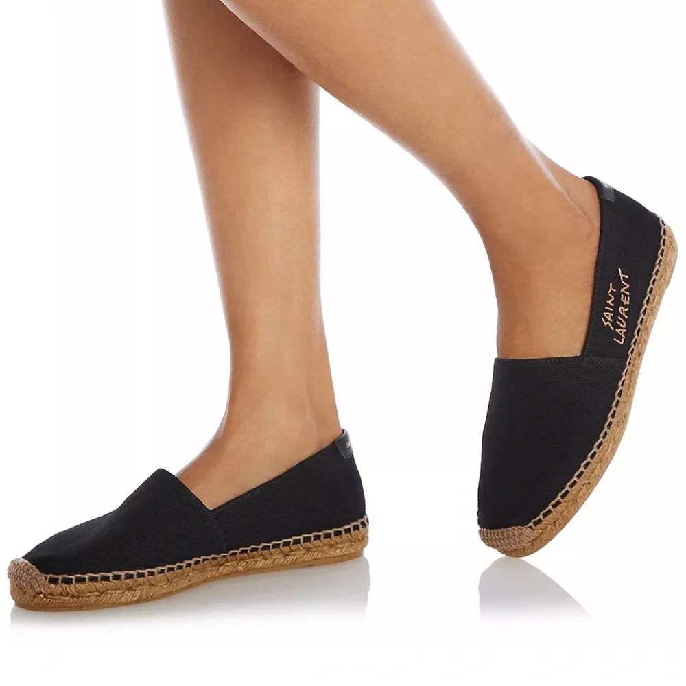 Saint Laurent Embroidered Espadrilles in Black Canvas - Picture 12 of 12